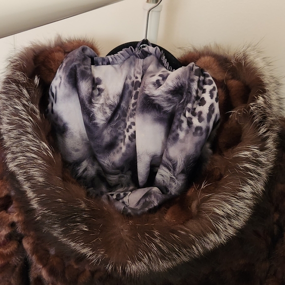 NWT Genuine Mink Fur Real Fox Fur Leather Coat  Only One Available - Picture 8 of 13